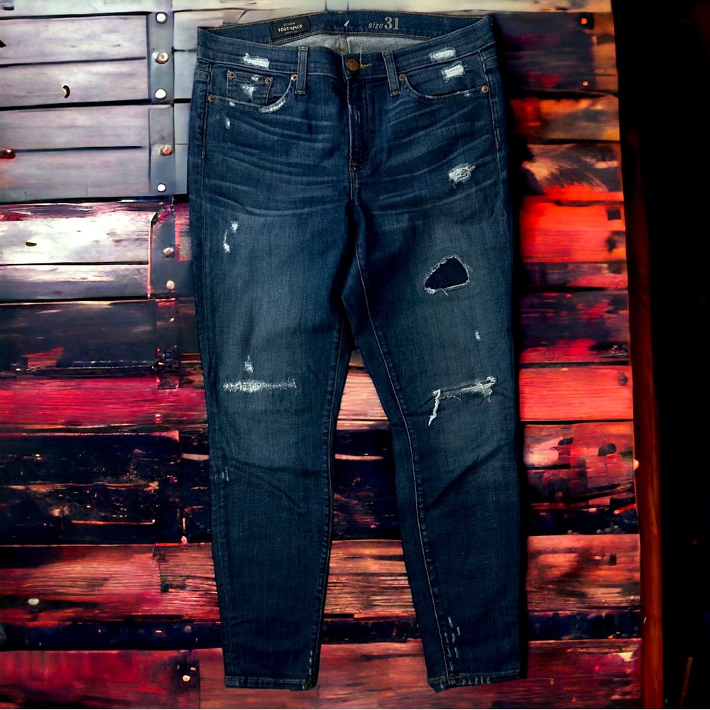 J. Crew: 8" distressed toothpick jeans